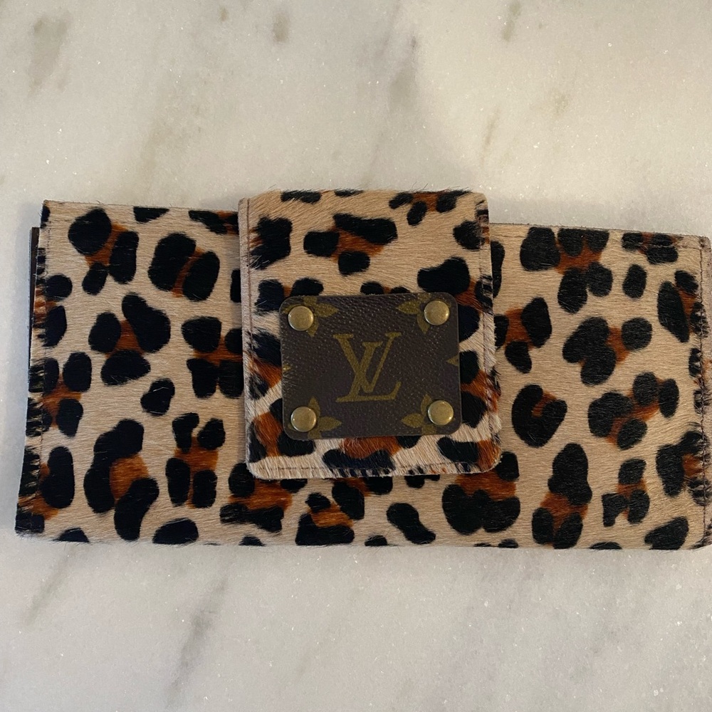 Upcycled Louis Vuitton leopard wallet